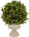 15 Inch Green Faux Topiary Arrangement in Footed Pot