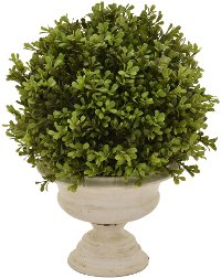 15 Inch Green Faux Topiary Arrangement in Footed Pot