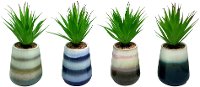 Assorted Faux Green Succulent Arrangement in Striped Pot