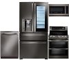 KIT LG 4 Piece Electric Kitchen Appliance Package with 22.5 cu. ft. French Door Refrigerator - Black Stainless Steel