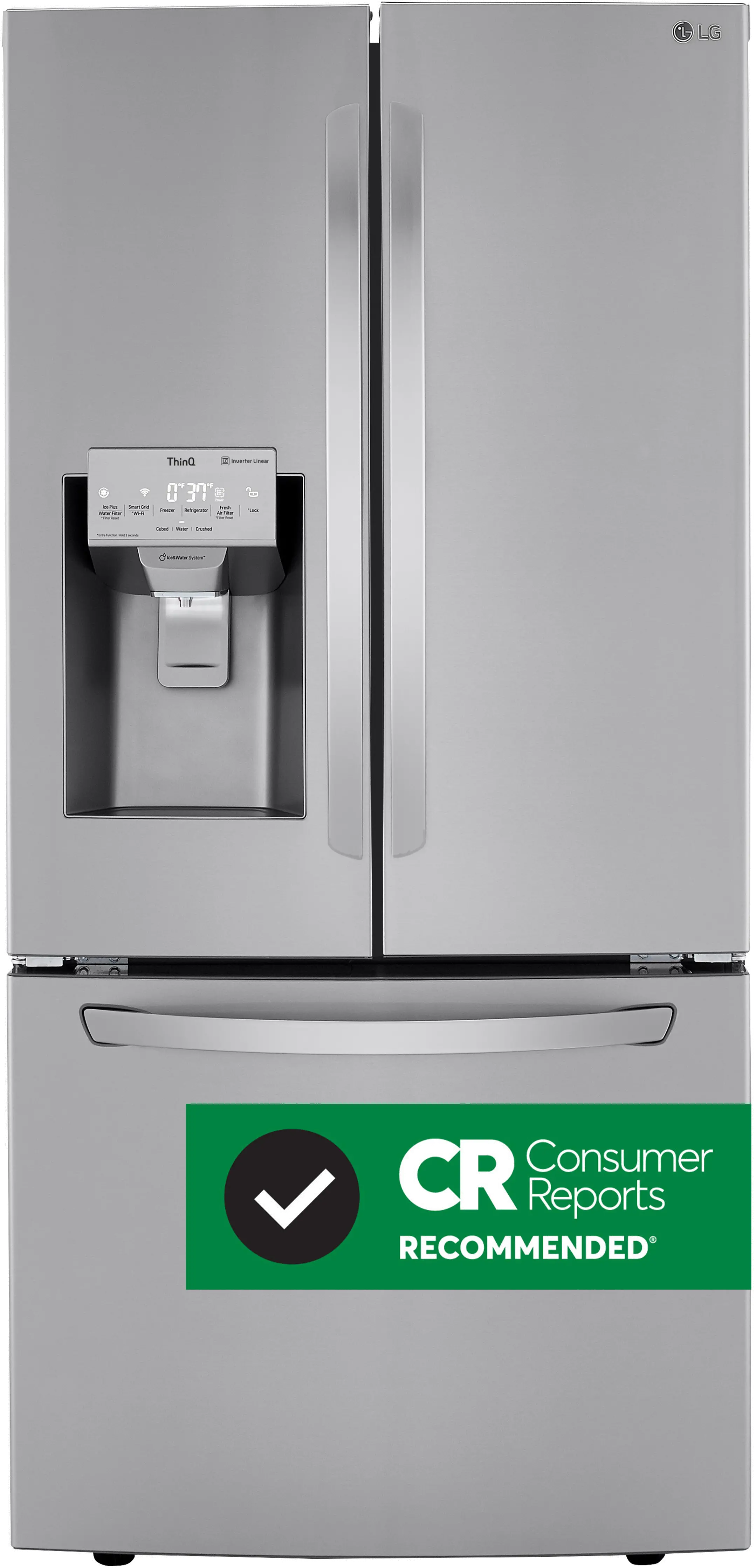 LRFXS2503S LG 24.5 cu ft French Door Refrigerator - 33 W Stainless Steel-1