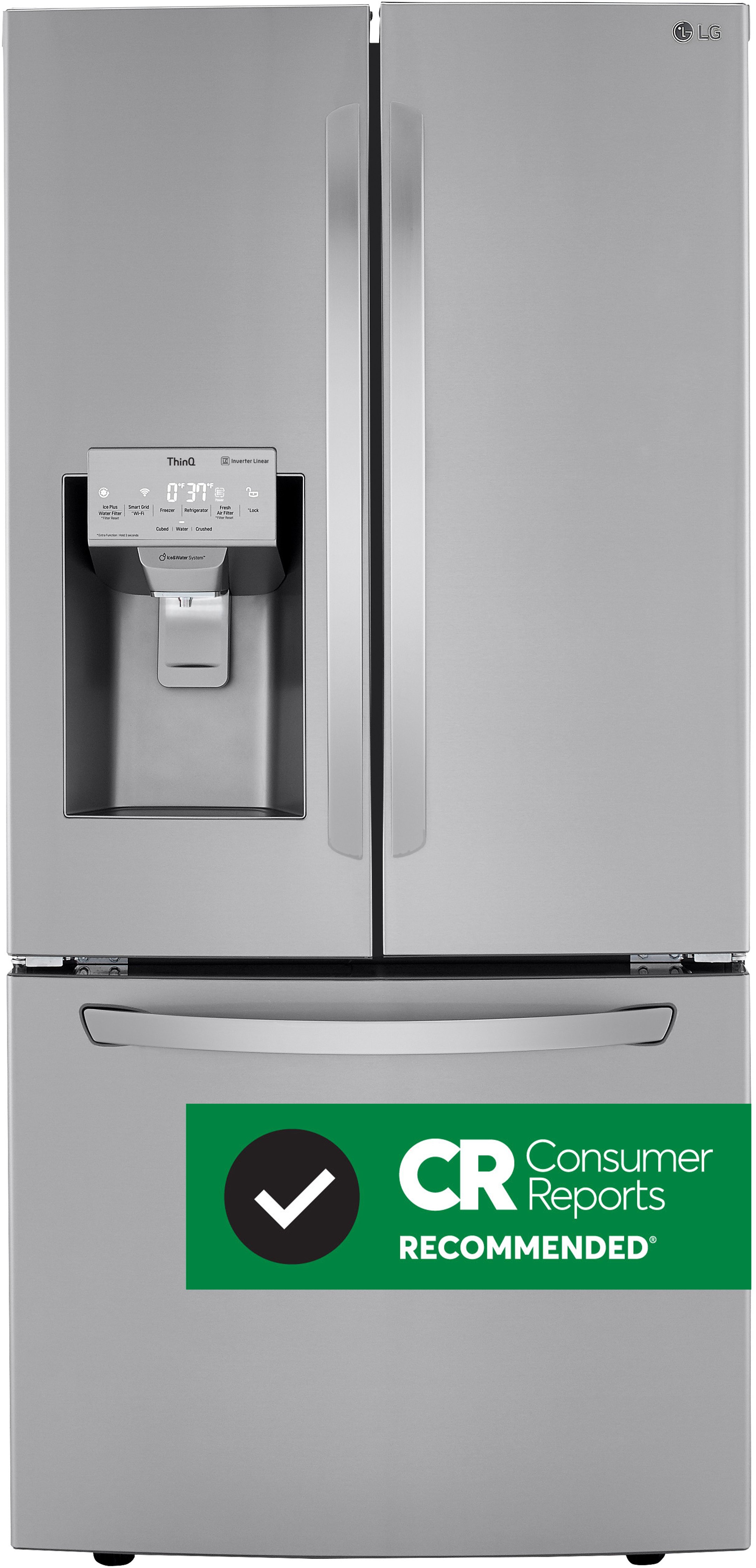LRFXS2503S LG 24.5 cu ft French Door Smart Refrigerator - 33 W Fingerprint Resistant Stainless Steel-1