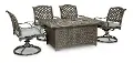 Macan 5 Piece Gray and Blue Patio Fire Pit Set