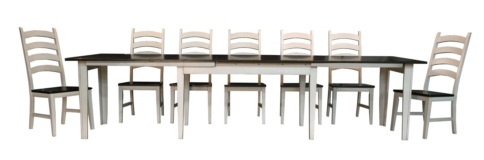 Farmhouse White and Brown 13 Piece Dining Set with Ladder Back Chairs - Toluca-4