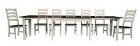 Farmhouse White and Brown 13 Piece Dining Set with Ladder Back Chairs - Toluca-4