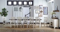 Farmhouse White and Brown 13 Piece Dining Set with Slat Back Chairs - Toluca