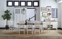 Farmhouse White and Brown 13 Piece Dining Set with Slat Back Chairs - Toluca-2