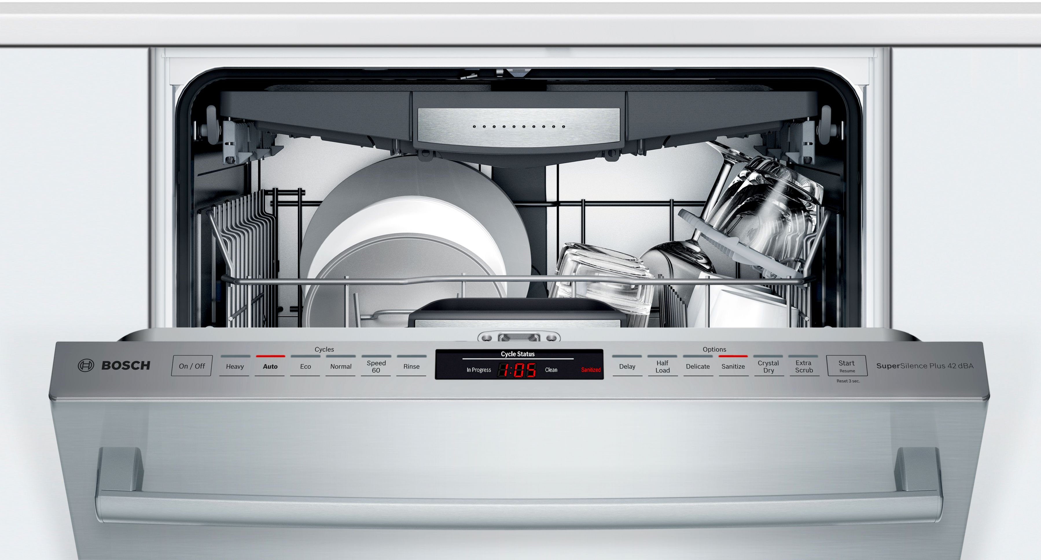 SHX878ZD5N Bosch 800 Series Dishwasher with CrystalDry and Bar Handle - 24 Inch Stainless Steel-2