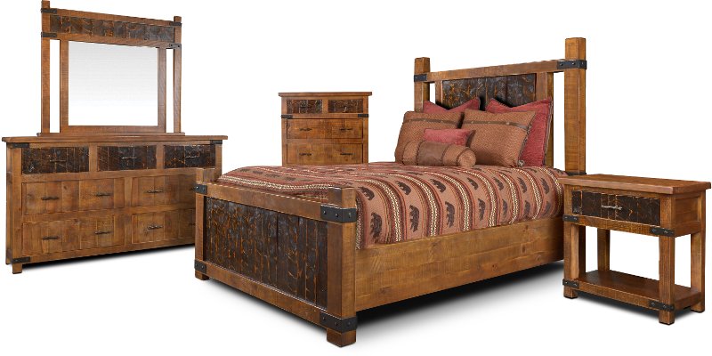 Rustic Pine 4 Piece Queen Bedroom Set Big Timber