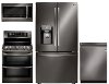 KIT LG 4 Piece Electric Kitchen Appliance Package with 23.5 cu. ft. Refrigerator - Black Stainless Steel