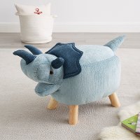 Light and Dark Blue Dinosaur Stool on Wooden Legs-2