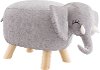 Gray and White Elephant Stool with Wooden Legs