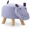 Light and Dark Purple Hippo Stool with Wooden Legs