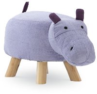 Light and Dark Purple Hippo Stool with Wooden Legs