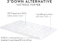 IS30TXDAFB Malouf 3 Inch Twin-XL Down Alternative Mattress Topper-5
