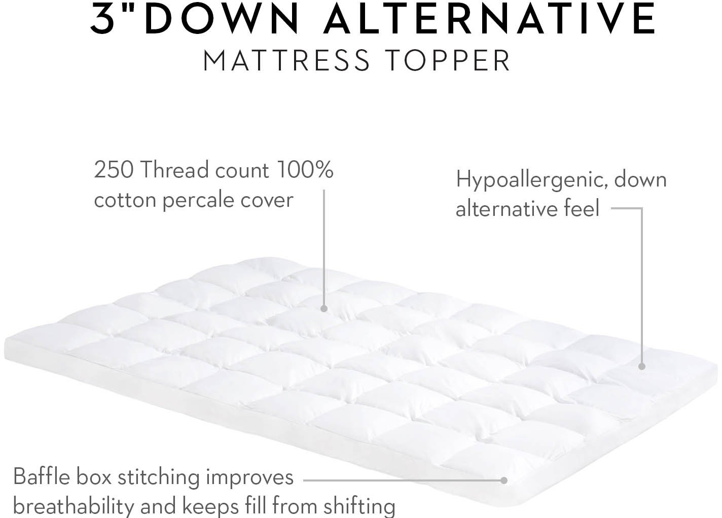 IS30FFDAFB Malouf 3 Inch Full Size Down Alternative Mattress Topper-5