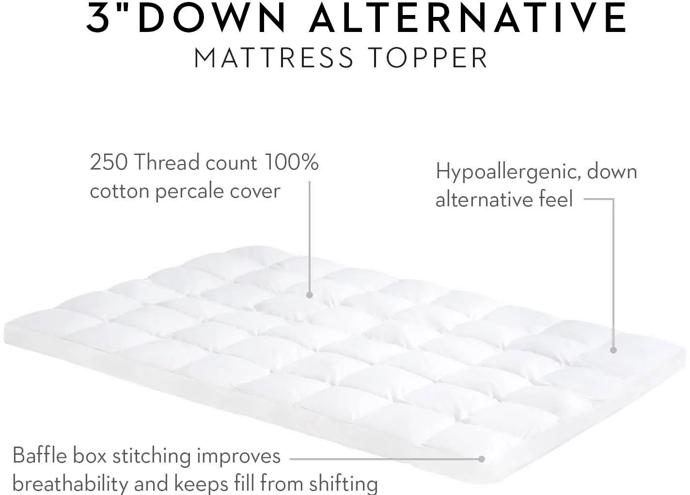 IS30KKDAFB Malouf 3 Inch King Size Down Alternative Mattress Topper-5