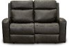Dark Gray Leather-Match Power Reclining Loveseat - Cody