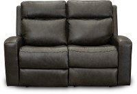 Dark Gray Leather-Match Power Reclining Loveseat - Cody
