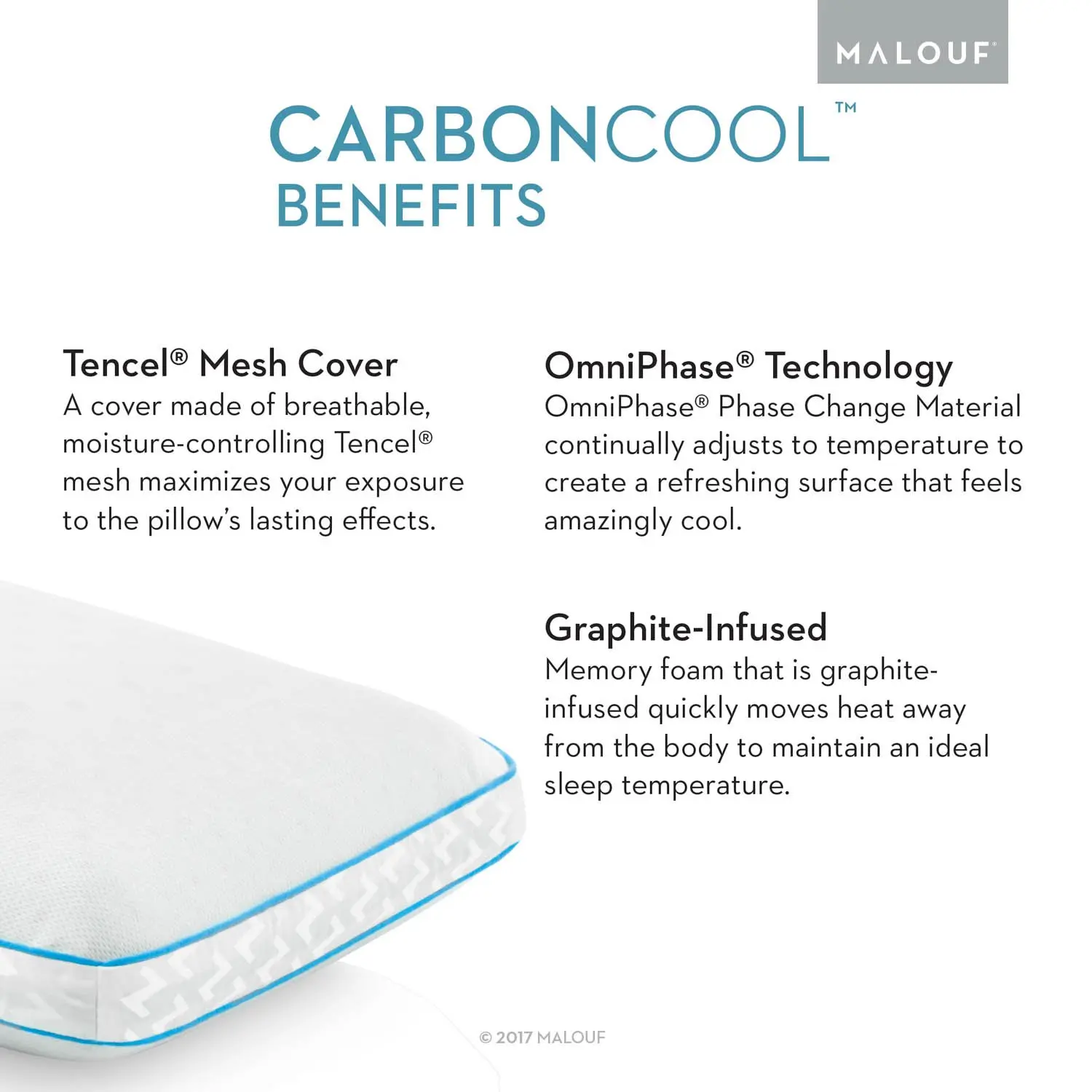 ZZQQMPCCLT Malouf CarbonCool® + OmniPhase® LT Queen Pillow-5