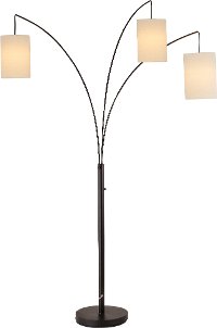 Black 3 Lite Arch Floor Lamp with Beige Shades