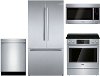 KIT Bosch 4 Piece Electric Kitchen Appliance Package with Counter Depth Refrigerator - Stainless Steel