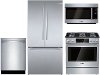 KIT Bosch 4 Piece Dual Fuel Kitchen Appliance Package with Counter Depth Refrigerator - Stainless Steel