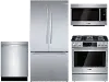 KIT Bosch 4 Piece Dual Fuel Kitchen Appliance Package with Counter Depth Refrigerator - Stainless Steel