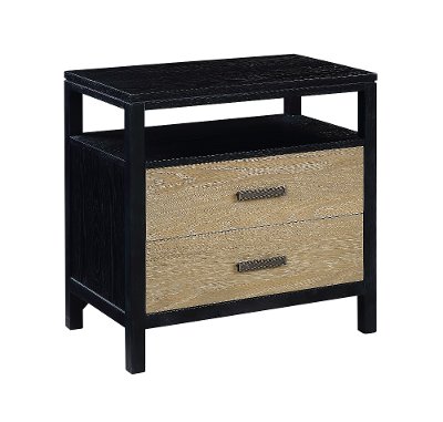 Modern Oak and Black Nightstand - Carter