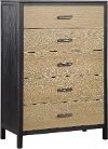 Clearance Modern Oak and Black Chest of Drawers - Carter