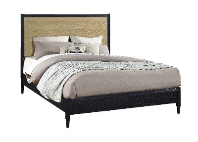 Modern Oak and Black Queen Bed - Carter
