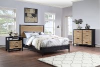 Modern Oak and Black 3 Piece Queen Bedroom Set - Carter