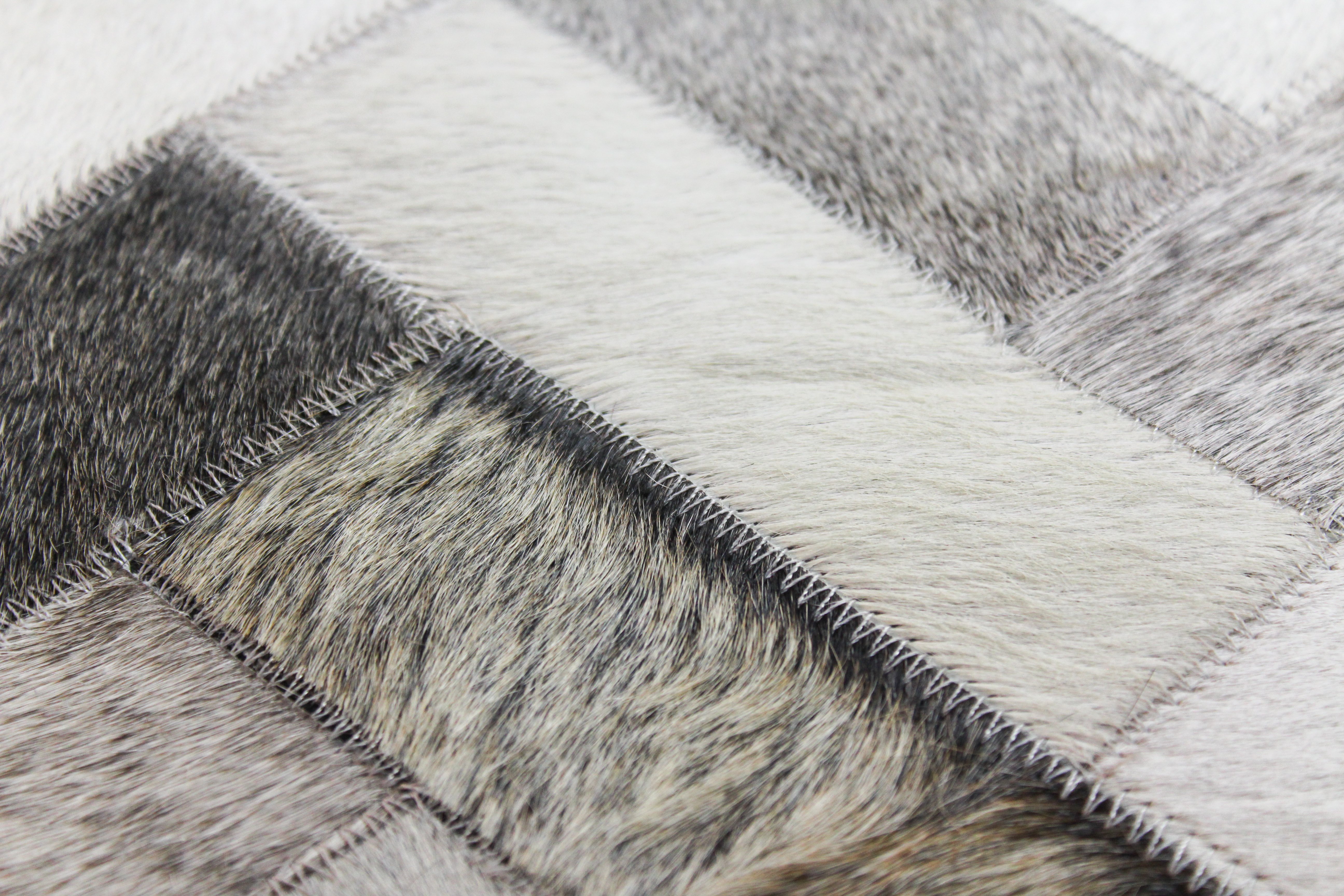 Contemporary Quentin Ash Gray Leather 8 Foot Runner Rug - Santa Fe-4
