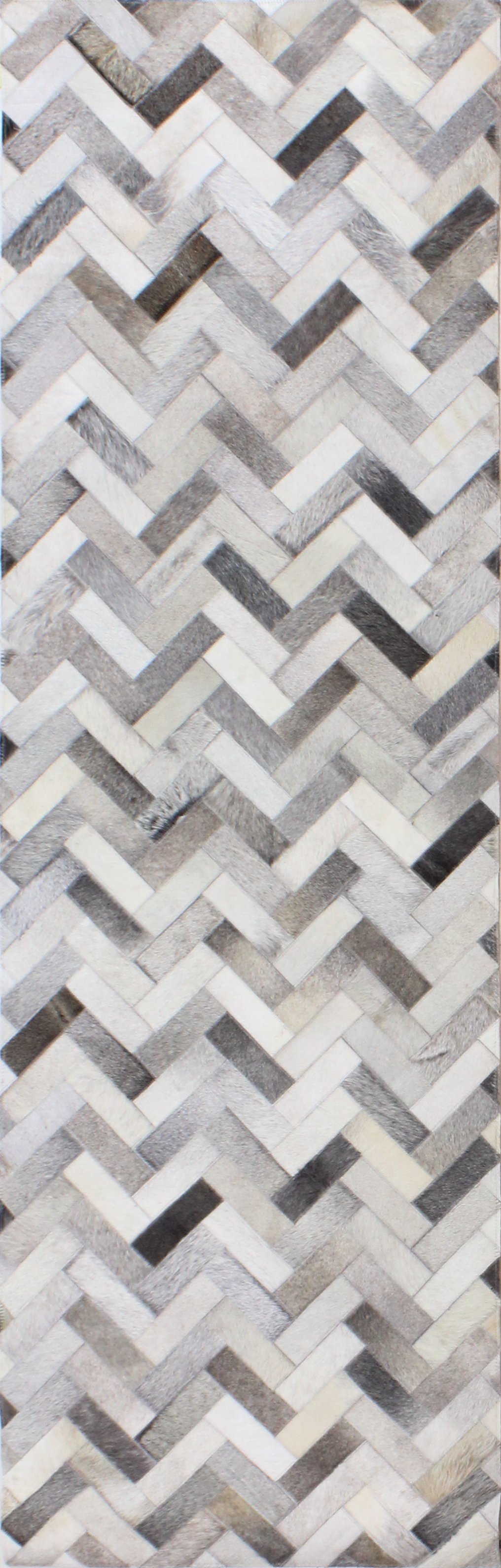 Contemporary Quentin Ash Gray Leather 8 Foot Runner Rug - Santa Fe-7