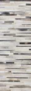 H112-GY-2.6X8-H16 Contemporary Gray Leather 8 Foot Runner Rug - Santa Fe