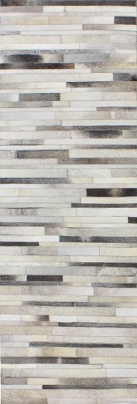 Contemporary Gray Leather 8 Foot Runner Rug - Santa Fe