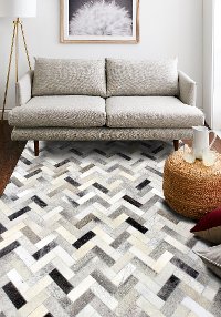 H112-ASH-4X6-H12 4 x 6 Small Contemporary Quentin Ash Gray Leather Rug - Santa Fe-3