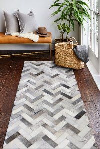 H112-ASH-4X6-H12 4 x 6 Small Contemporary Quentin Ash Gray Leather Rug - Santa Fe-6
