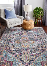 H114-DKBL-4X6-Z034 4 x 6 Small Traditional Blake Dark Blue Rug - Heritage-3