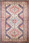 I166-IV-4X6-NR108 4 x 6 Small Traditional Zakariya Blue and Red Area Rug - Impressions