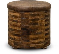 Mixed Wood and Faux Leather End Table - Maya
