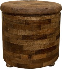 Mixed Wood and Faux Leather End Table - Maya-3