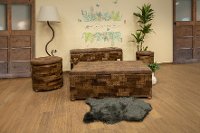 Mixed Wood and Faux Leather End Table - Maya-4