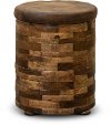 Clearance Mixed Wood and Faux Leather Chairside Table - Maya