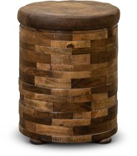 Mixed Wood and Faux Leather Chairside Table - Maya