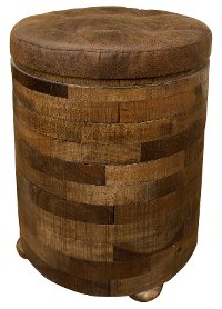 Mixed Wood and Faux Leather Chairside Table - Maya-2