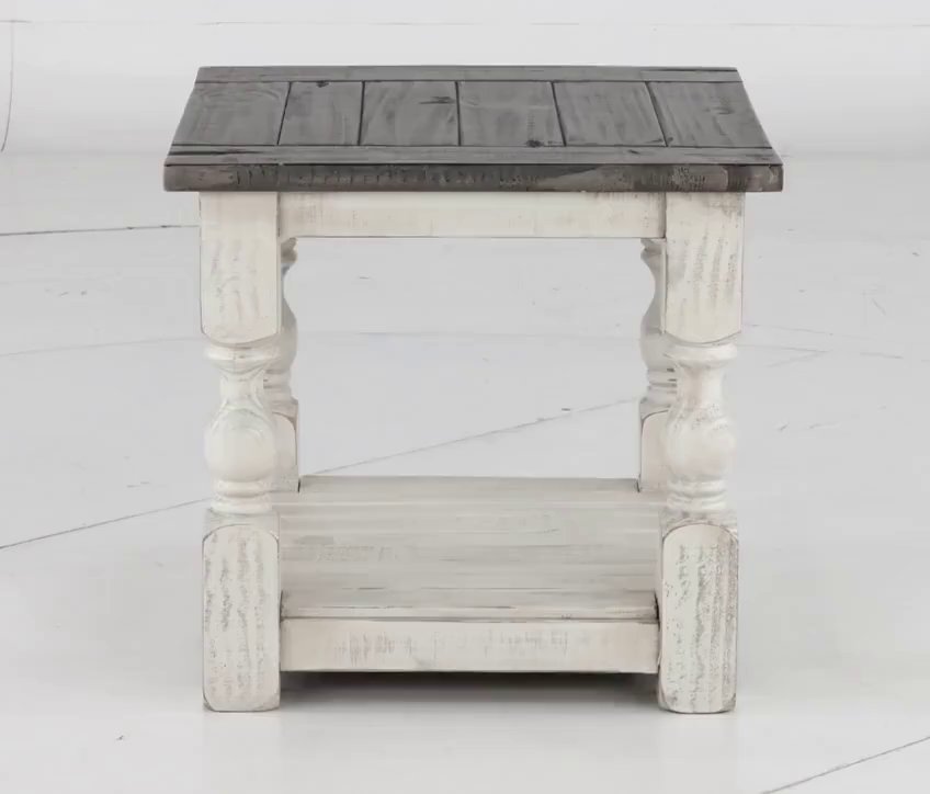 Stone Antique White End Table-3