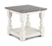 Stone Distressed White End Table