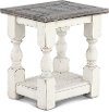 Antique White and Pine Side Table - Stone