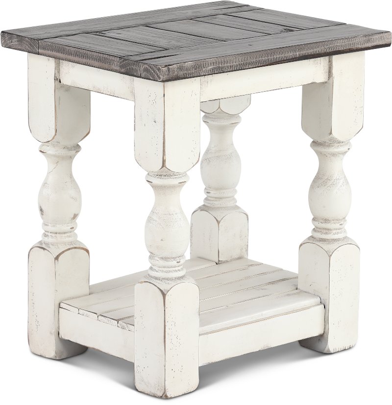 Antique White And Pine Side Table Stone Rc Willey Furniture Store